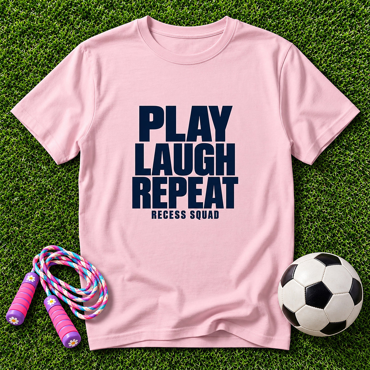 Play-Laugh-Repeat Kids T-Shirt - Light Pink