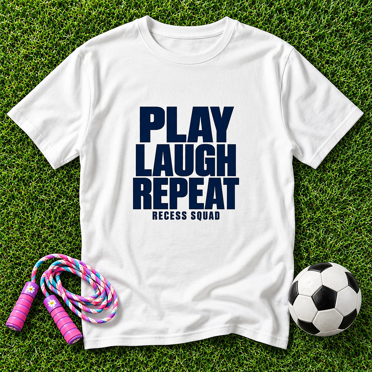 Play-Laugh-Repeat Kids T-Shirt - White