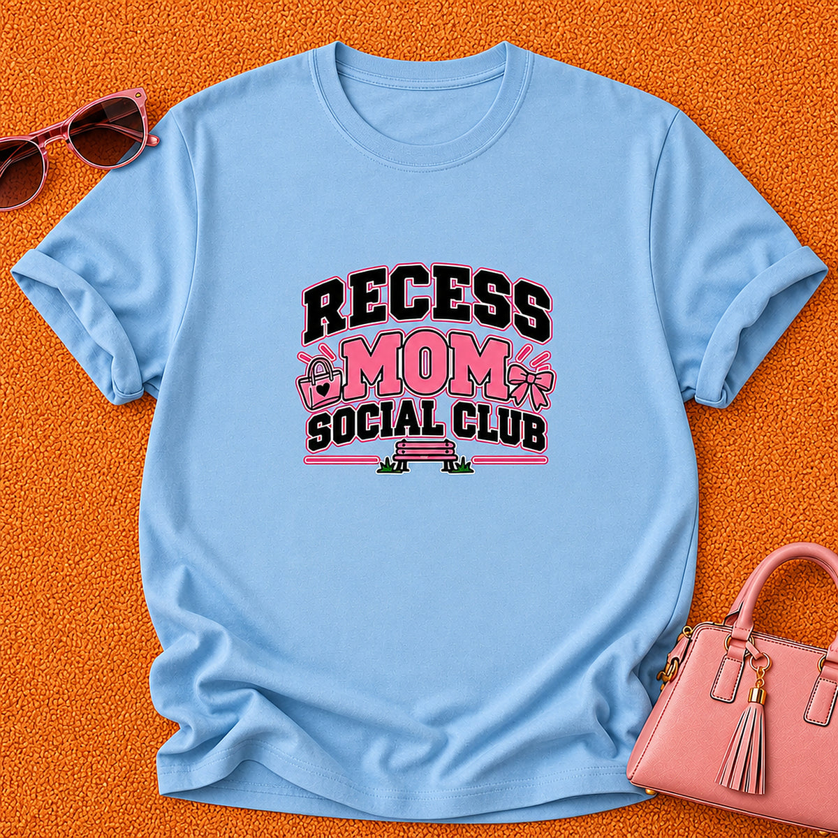 Recess Mom Social Club T-Shirt - Light Blue