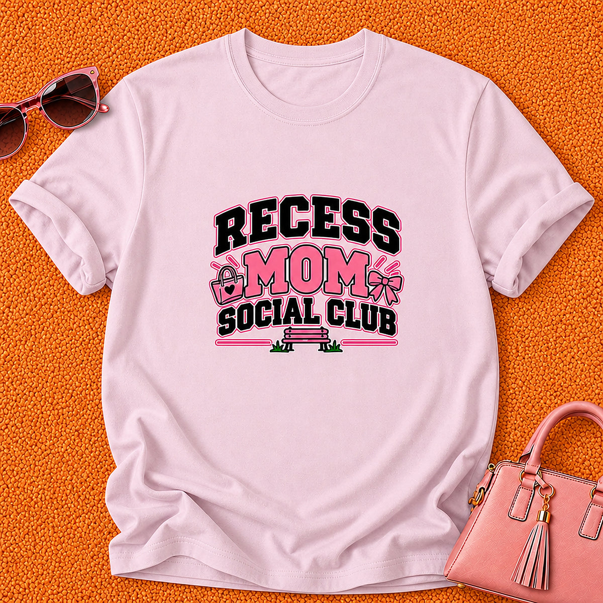 Recess Mom Social Club T-Shirt - Light Pink