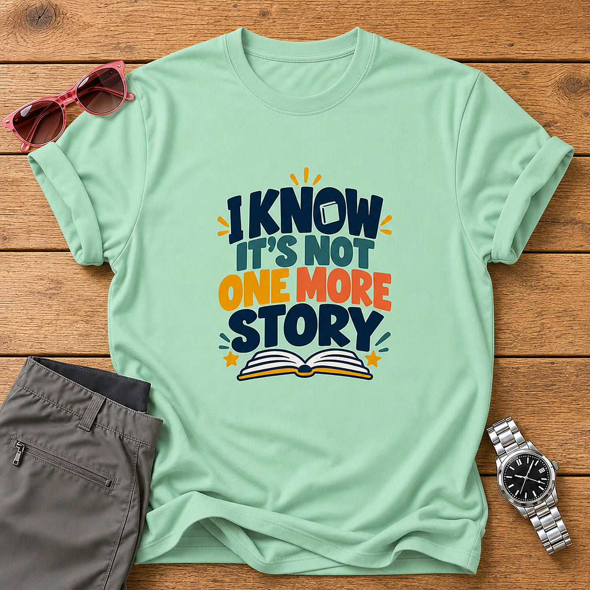 I Know It's Not One More Story T-Shirt - Mint Green