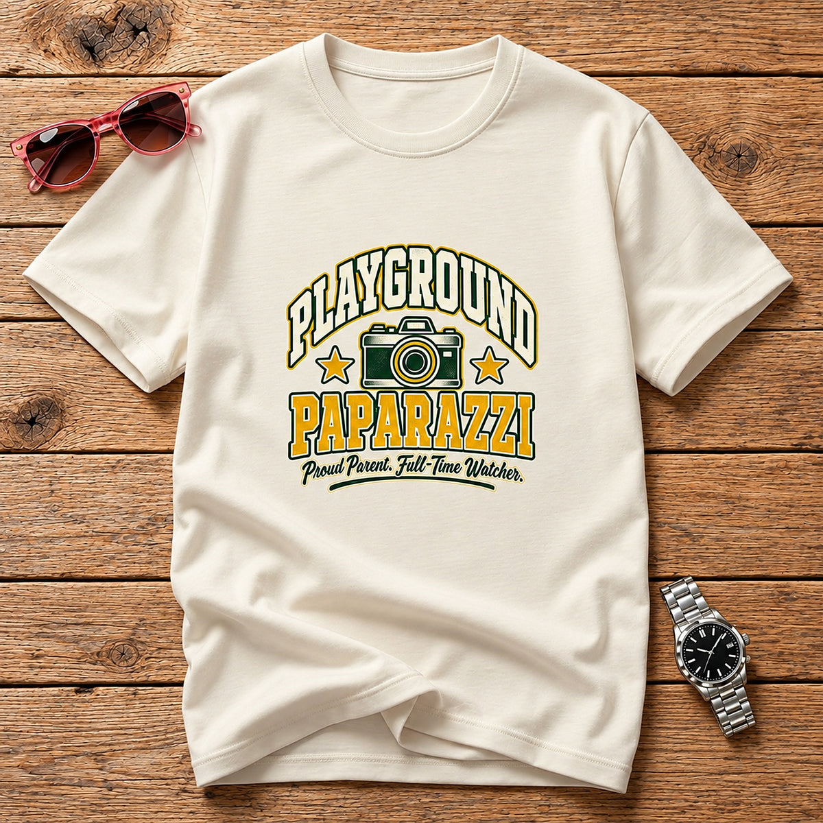 Playground Paparazzi Proud Parent T-Shirt - Natural