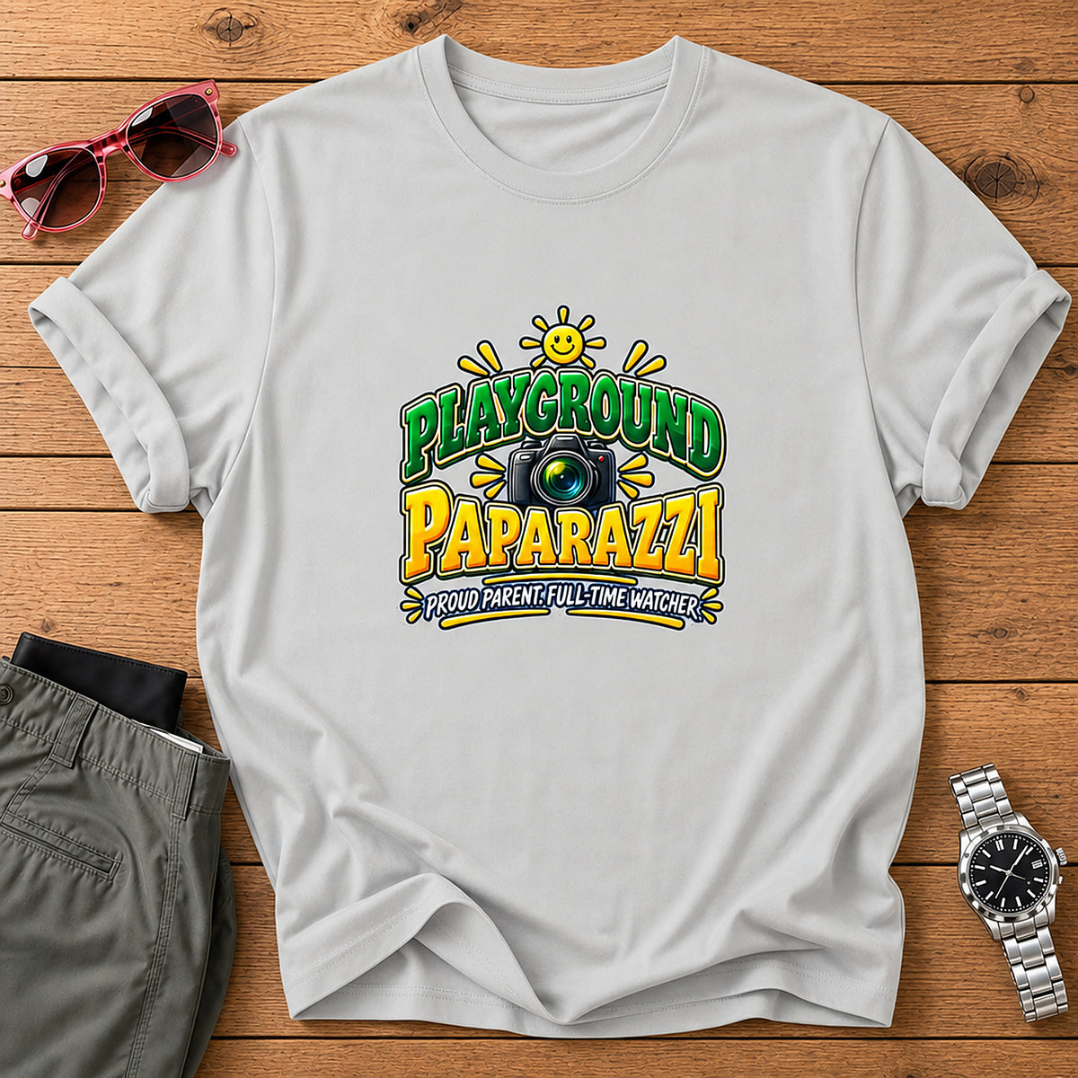 Playground Paparazzi Full-Time Watcher T-Shirt - Ice Grey