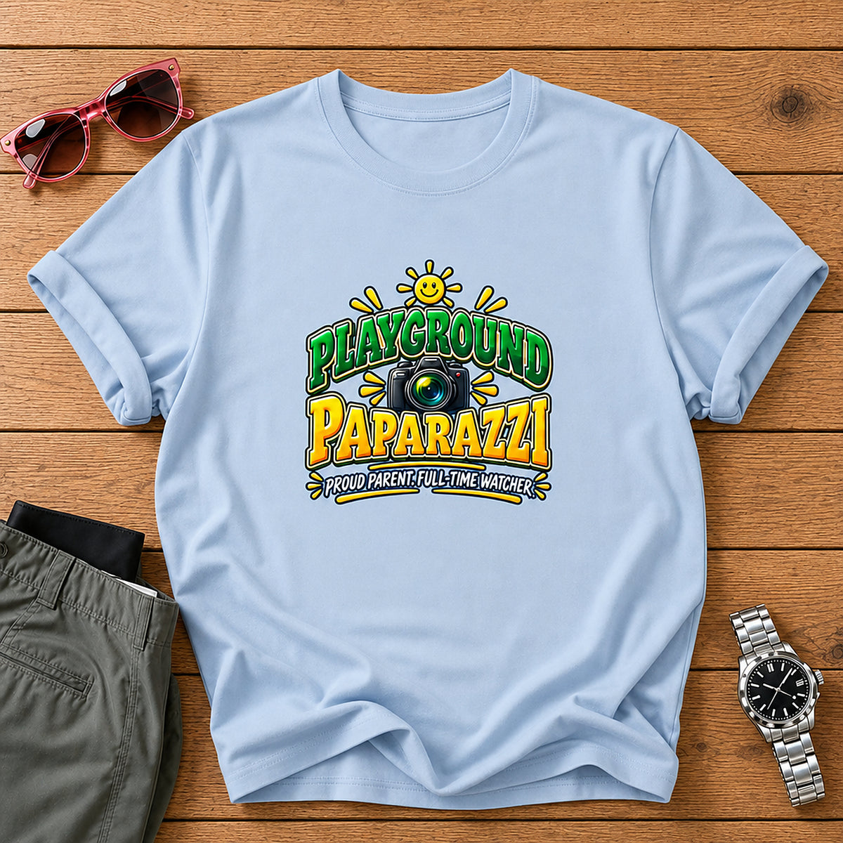 Playground Paparazzi Full-Time Watcher T-Shirt - Light Blue