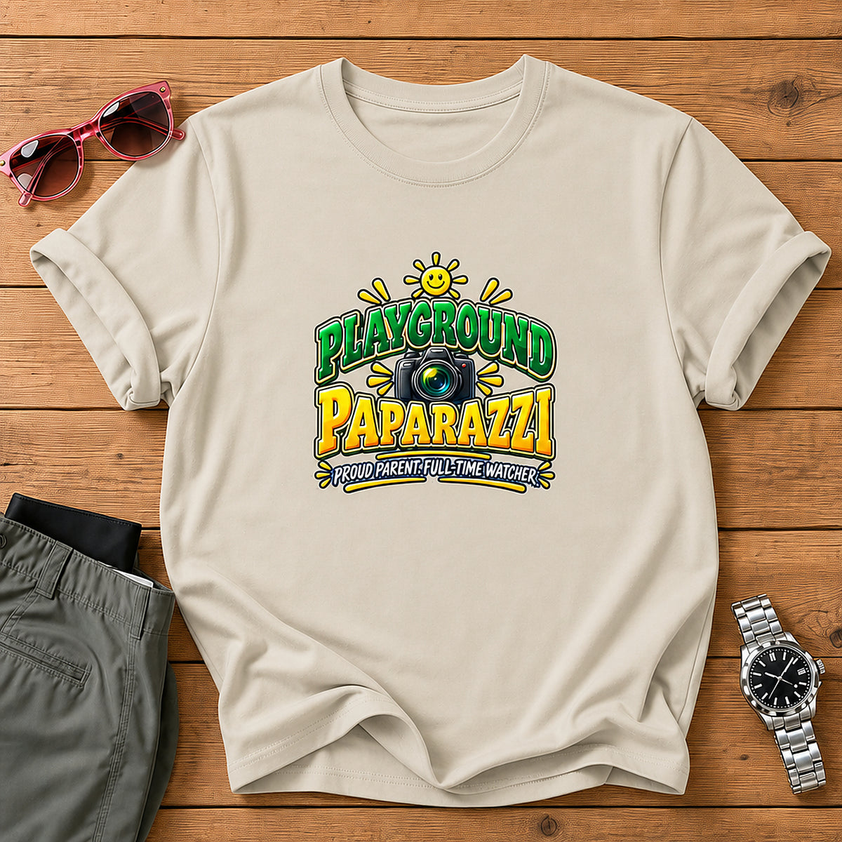 Playground Paparazzi Full-Time Watcher T-Shirt - Sand