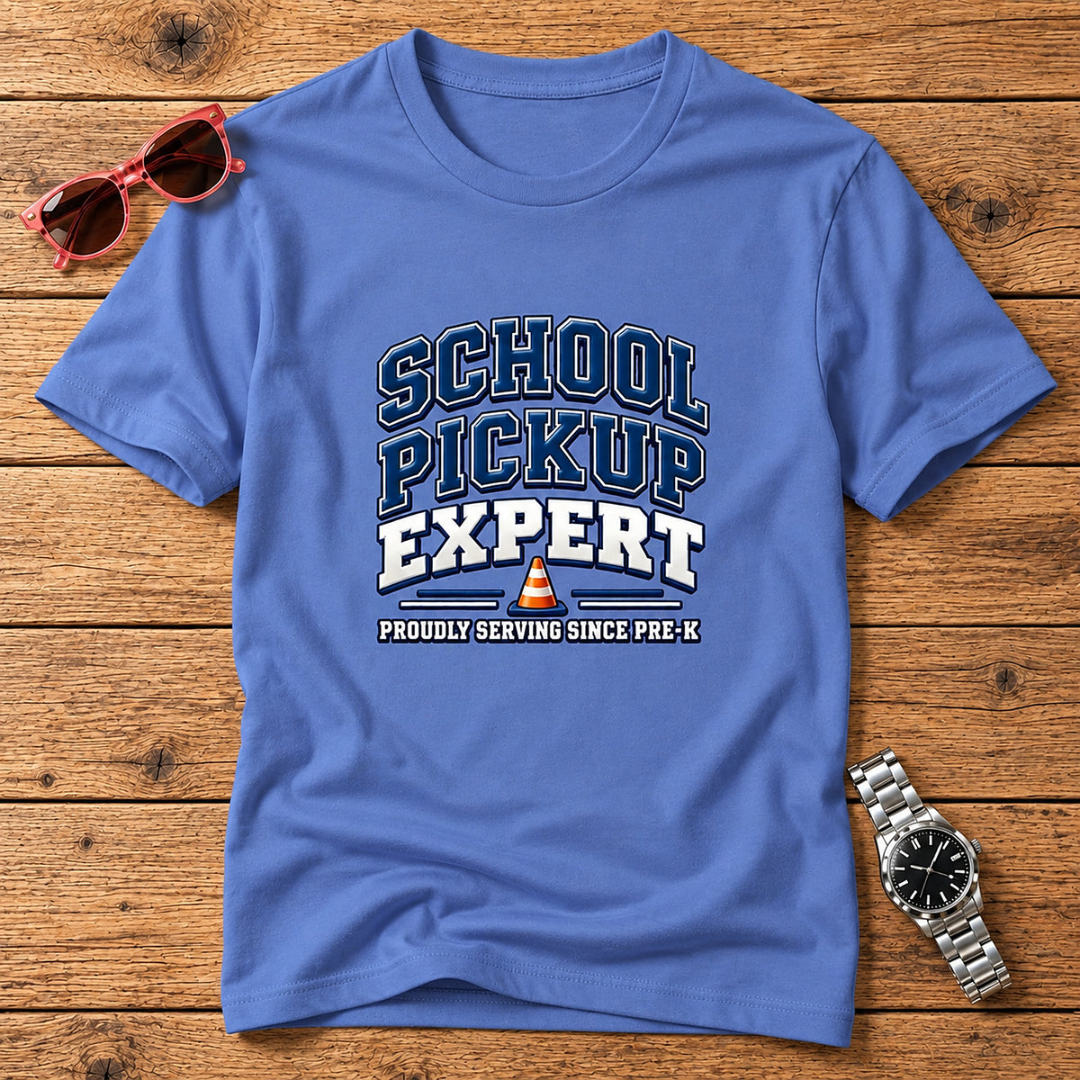 School Pickup Expert T-Shirt - Proudly Serving Since Pre-K - Iris