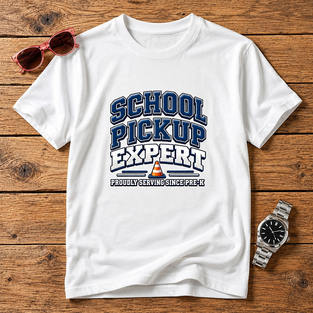 School Pickup Expert T-Shirt - Proudly Serving Since Pre-K - White
