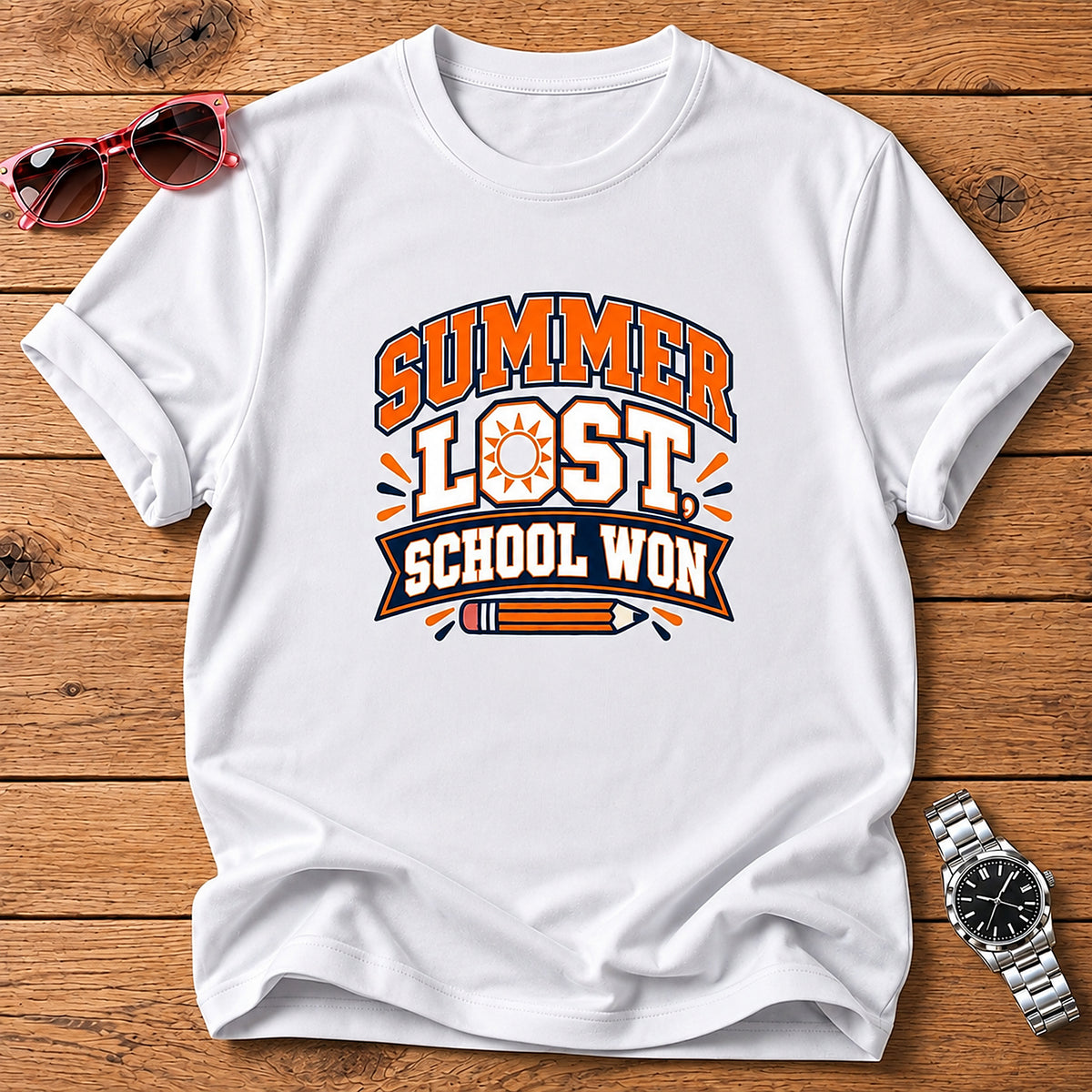Summer Lost, School Won T-Shirt - White