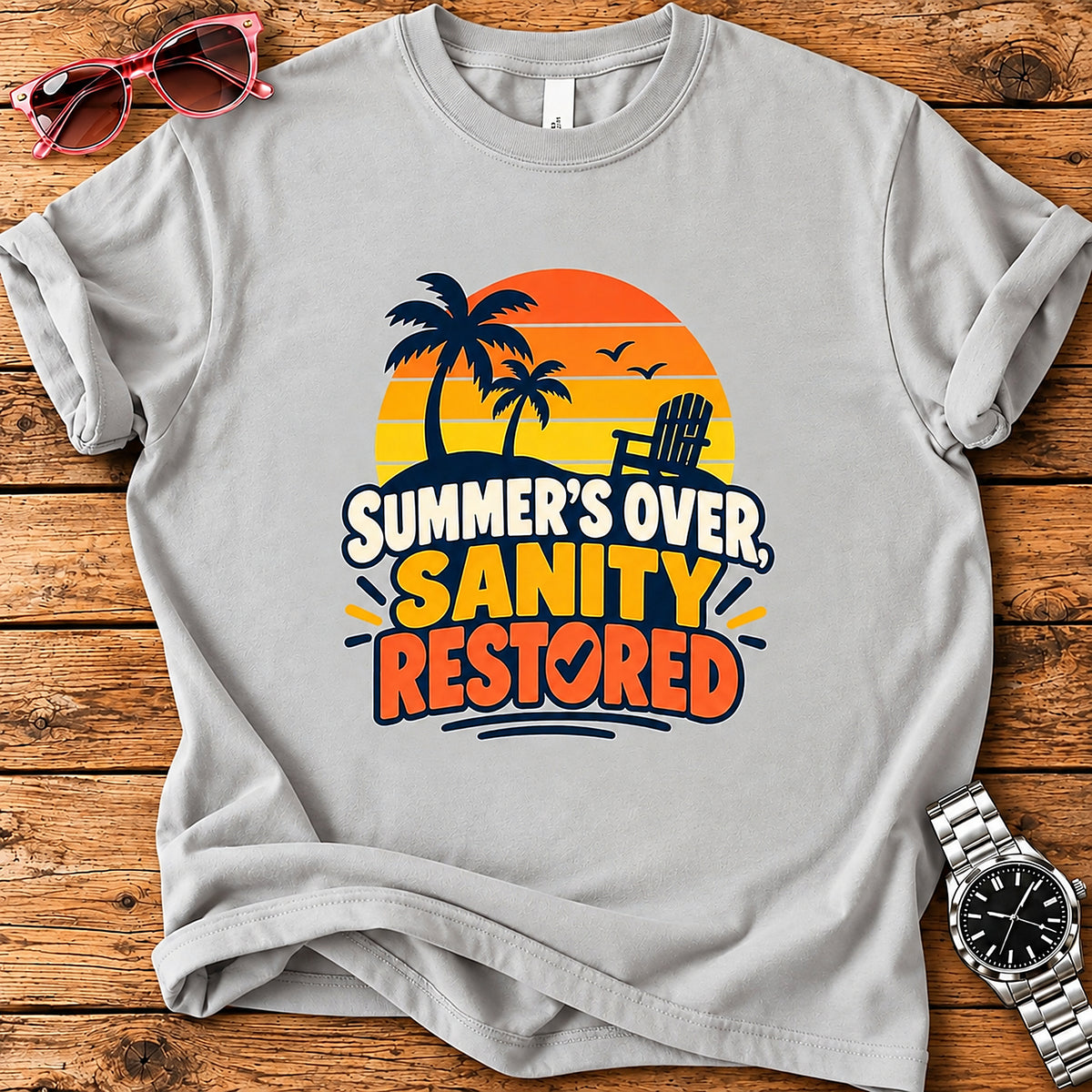 Summer's Over, Sanity Restored T-Shirt - Ice Grey